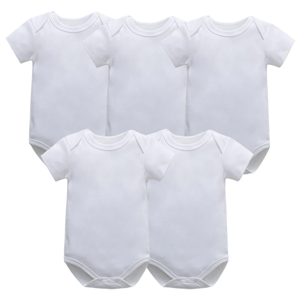 

Newborn Summer Bodysuit 5 Pack Boys And Girls Short Sleeved Solid Body Suit New Born Baby Clothes