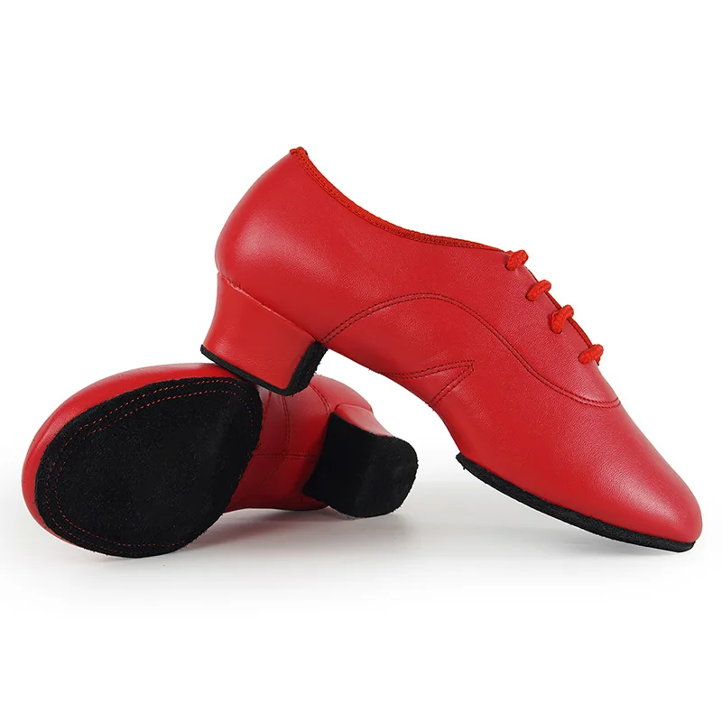 Latin Ballroom Dance Shoes For Men Tango Shoes Man Latin Dancing Shoes Red/White Shoes Lace-Up Comfortable Tango Shoes HROYL