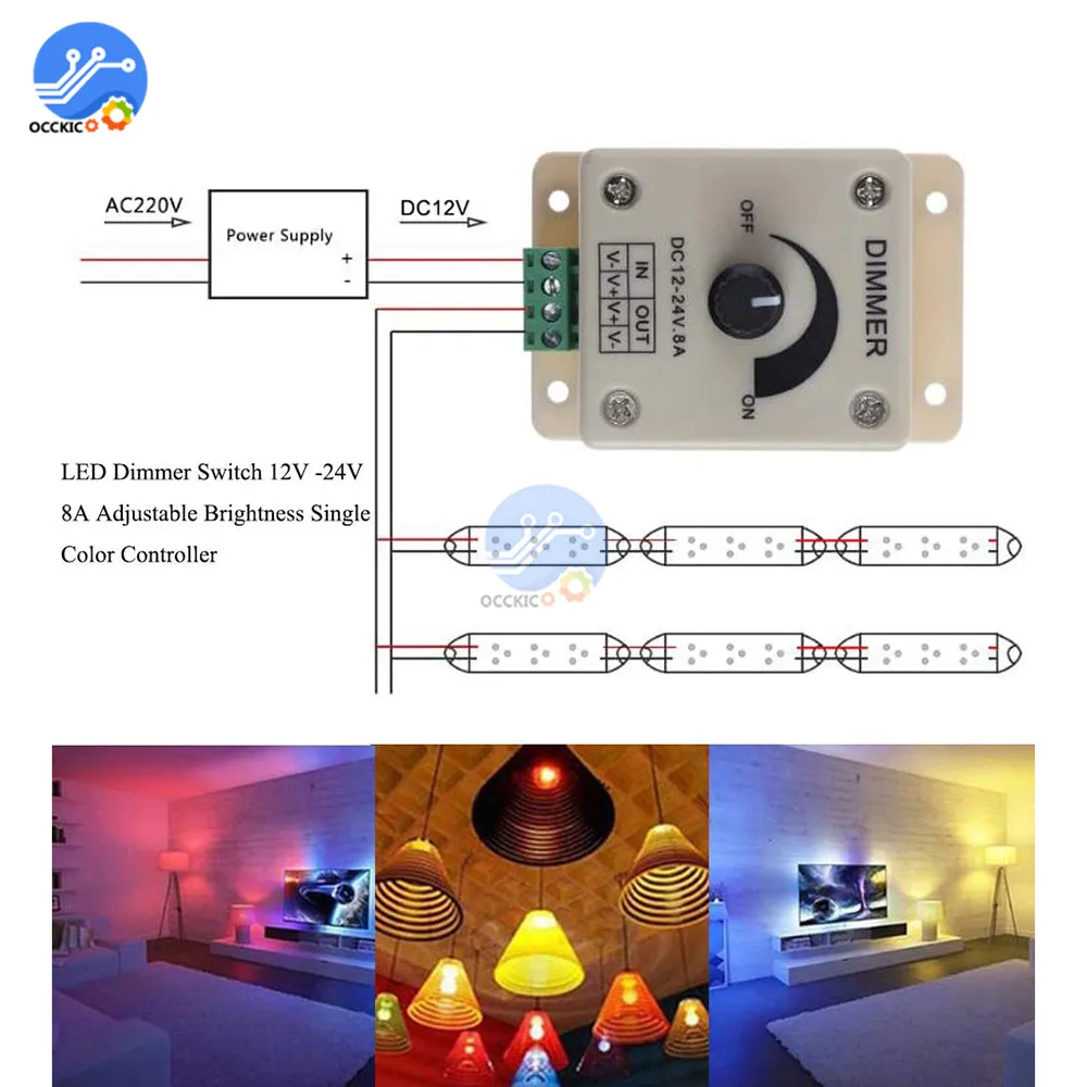 Регулятор яркости светодиодный лампы регулятор напряжения для умного дома 12 В 24 8