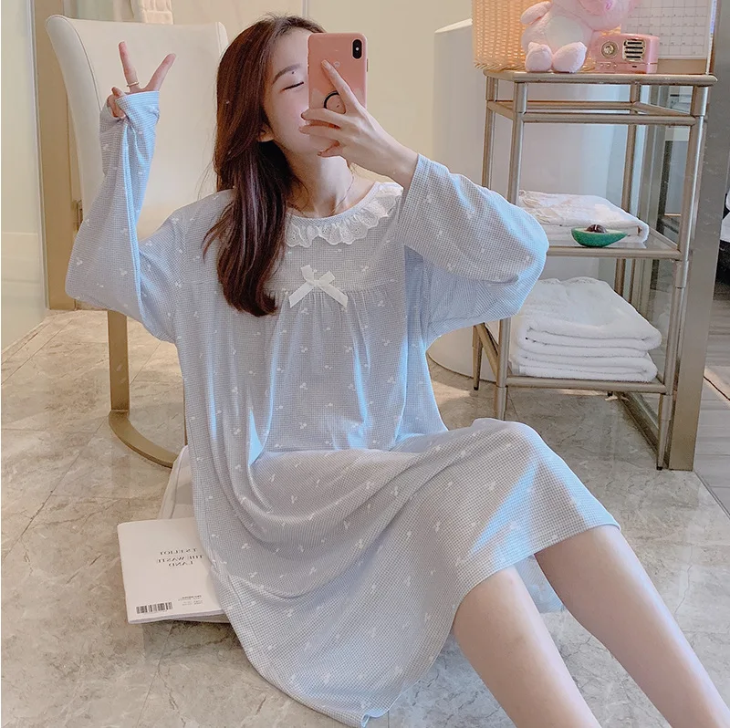 

Cute Night Dress Plaid Summer Bow Sleepshirts Women Sleepwear Womens Lingerie Dress Nightgown Ropa Para Dormir Mujer Lounge