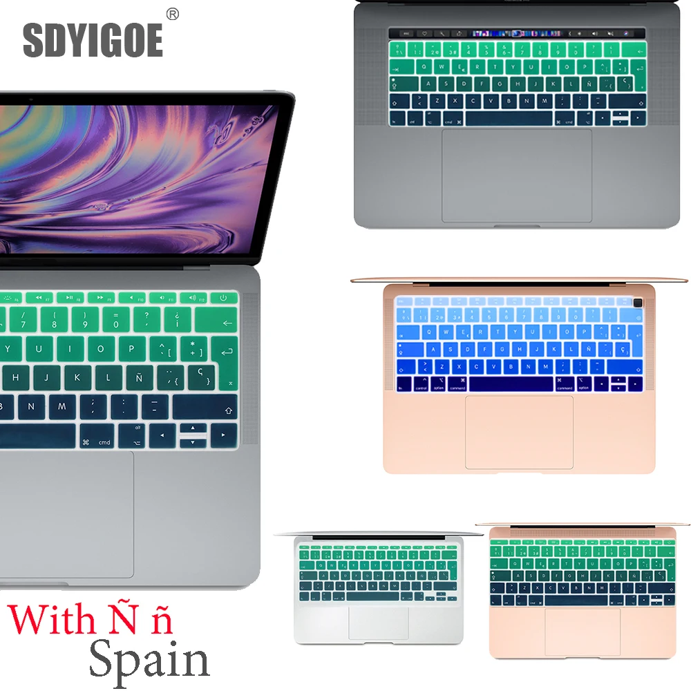 Защитный чехол для клавиатуры ноутбука с испанской раскладкой Macbook Pro13 A2159 touch bar