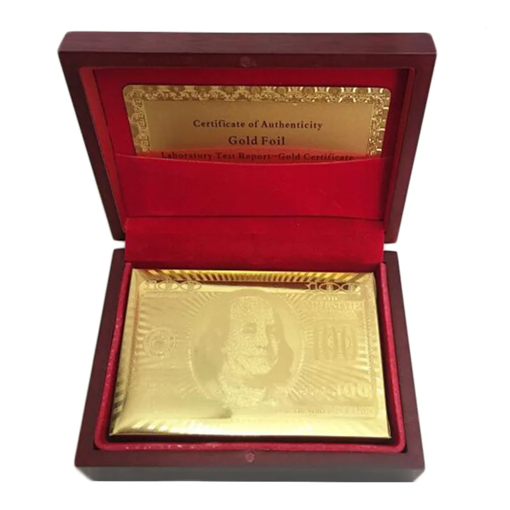 Euro Pattern Playing Cards 24k Gold Plated Full Poker Deck Pure With Wooden Box Christmas Gift | Спорт и развлечения