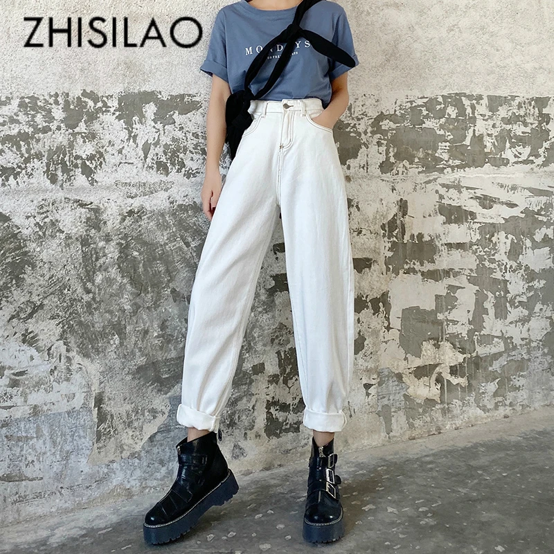 Джинсы женские с завышенной талией прямые широкие свободные штаны из денима