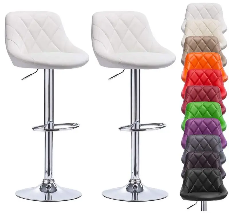 

2PC Height-Adjustable Bar Chairs Swivel Leather Velvet Rotating Bar Stool Lifting High Stool With Footrest For Bar Home Decor