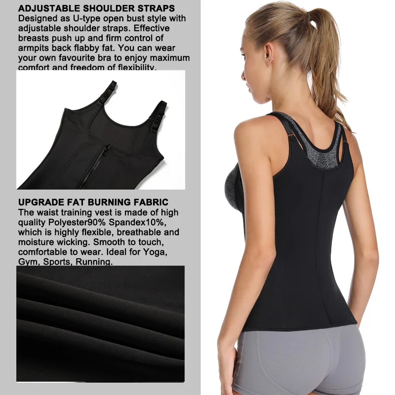 Корректирующее белье женское неопреновое корсет на молнии с регулируемыми