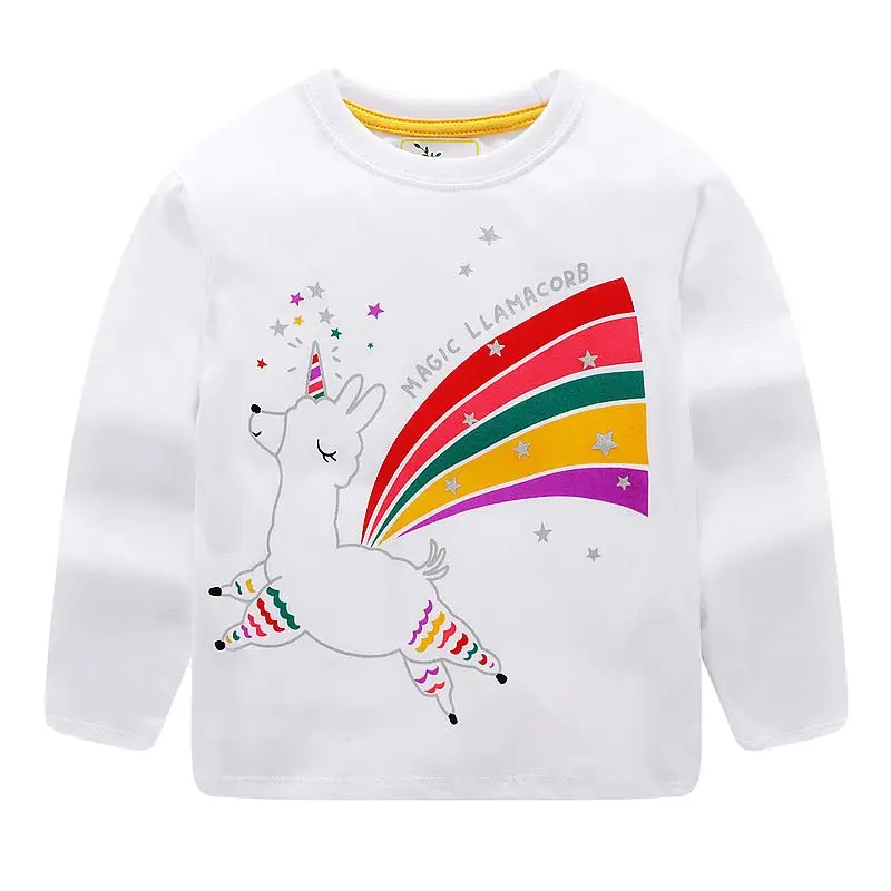 T shirts 2 Толстовки с капюшоном для маленьких девочек; толстовка с единорогом; одежда для маленьких девочек; сезон осень-зима; детские толстовки с радужной аппликацией для девочек; Толстовка - Цвет: T shirts 2