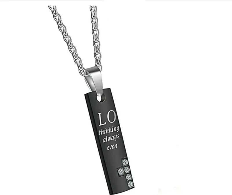 

steel black rose gold love diamond couple necklace pendant