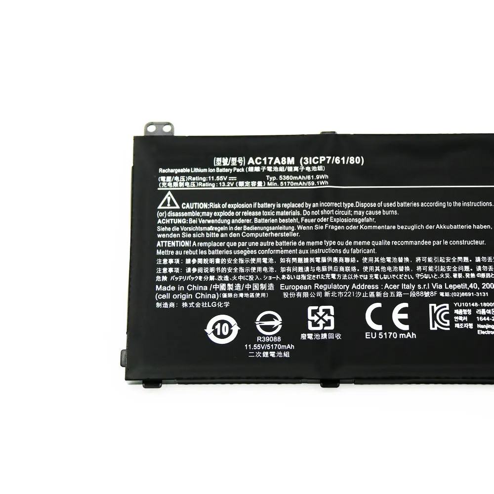 Новый аккумулятор AC17A8M для ноутбука Acer Spin 3 SP314-52-549T SP314-52-331FP SP314 SF314 11 55 В 5360 мАч 61 9