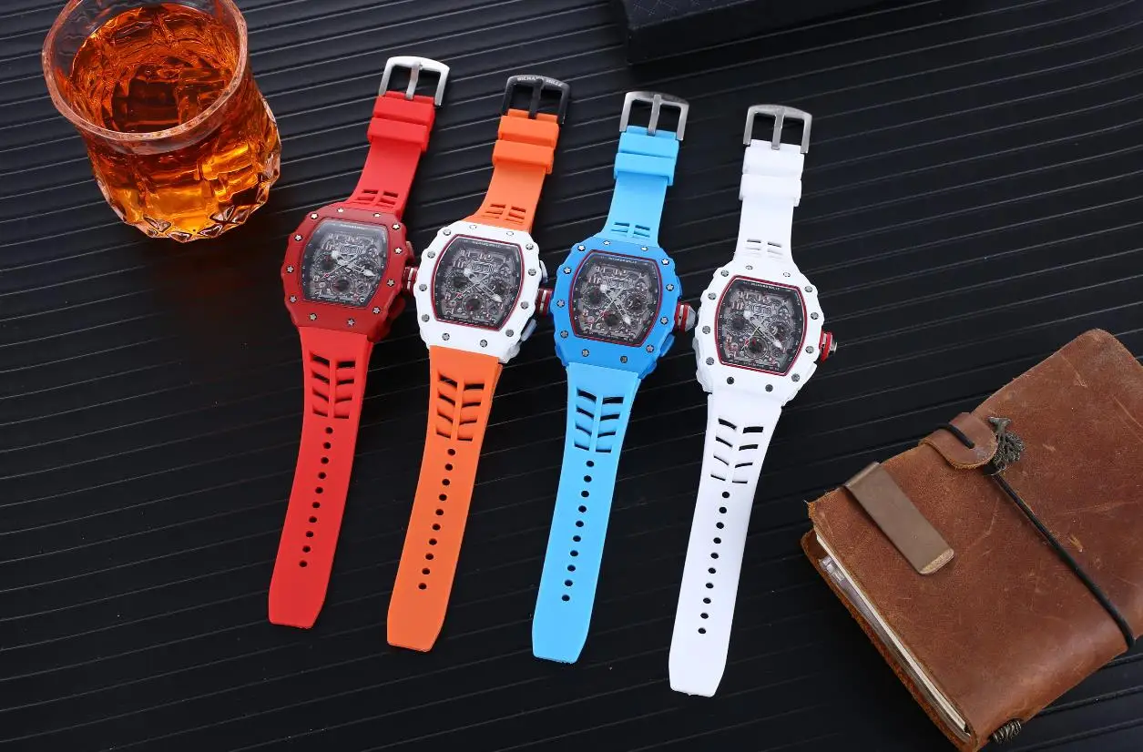 

Men's Watches Trendy Sports Wine Barrel Type Quartz Clock Watch Chronograph Automatic Date Luxury Brand Business Watch Men