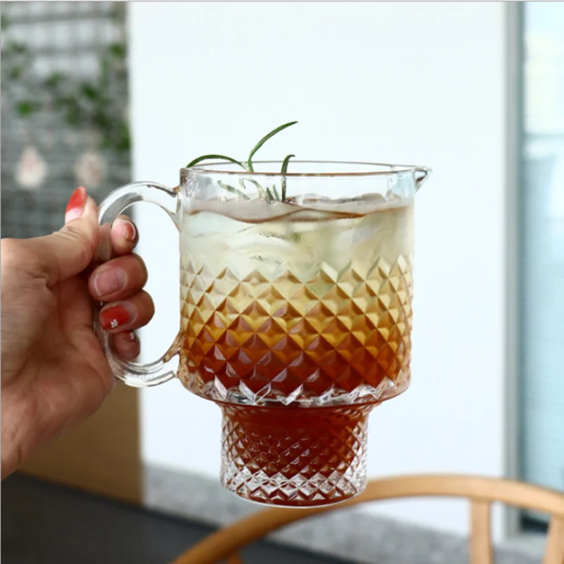 

Band Handle Glass Home Tea Cup Water Cup Large Capacity Draft Beer Cup Juice Cup Milk Cup