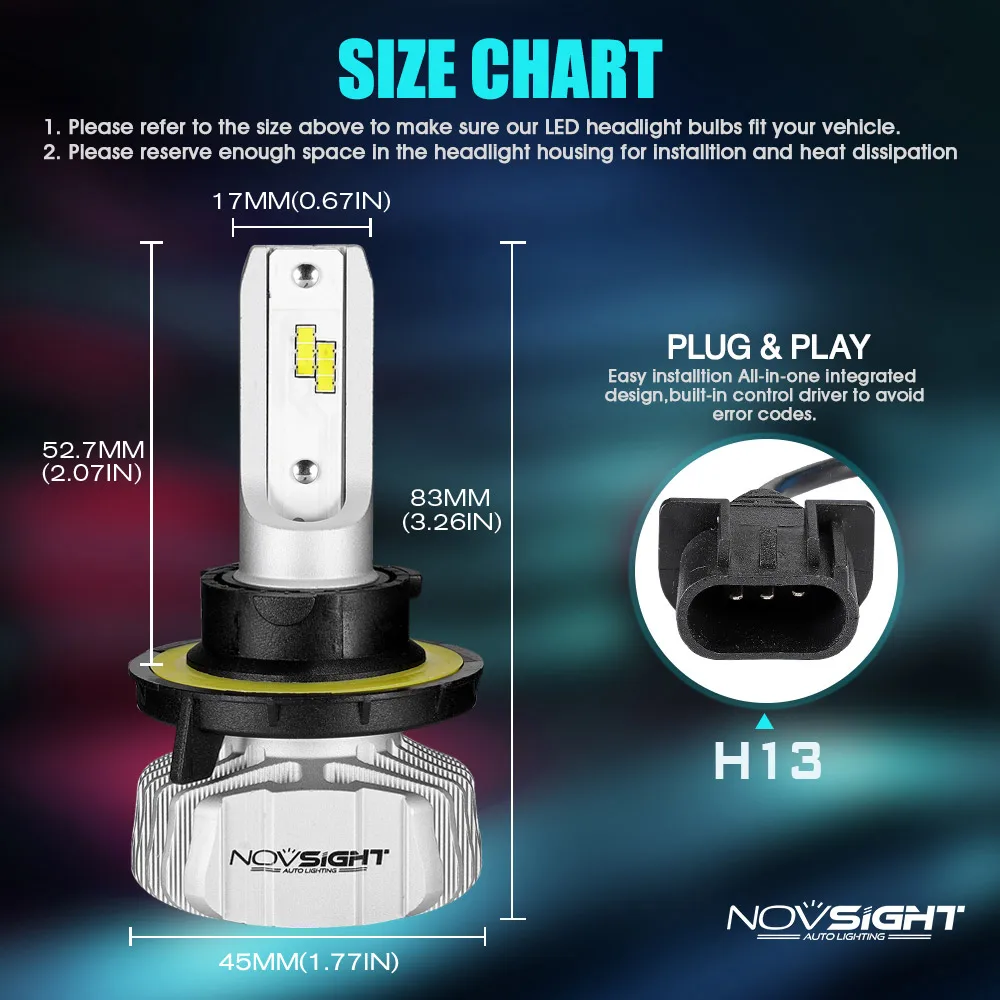 NOVSIGHT H7 светодиодные лампы H4 диодные лампы для авто H1 H8 H11 комплект фар 9005 HB3 9006 HB4 для Авто 12V Светодиодный светильник 50W 10000LM