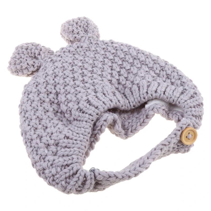 

Winter Warm Baby Beanie Cap Ear Protection Knitted Solid Color Hat for Kids Children Girls Boys
