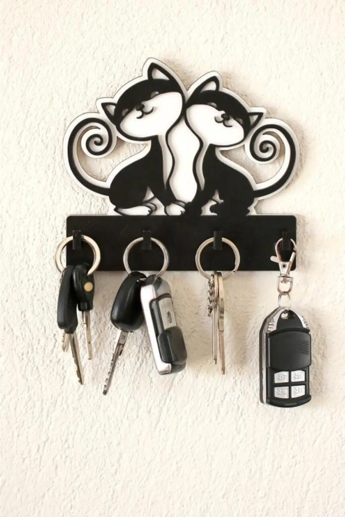 

Decorative Cute Cats Key Hanger Wooden Keychain Decor