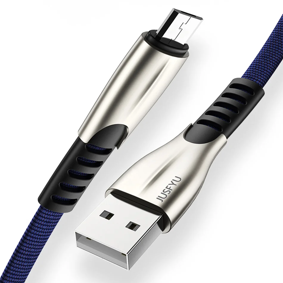 blue for Micro 50 см 1 м 2 м 3M USB кабель с металлической оплеткой для IPhone X 6 7 8 Plus samsung S9 S10 3A Быстрая зарядка для всех IOS кабель для зарядки - Цвет: blue for Micro