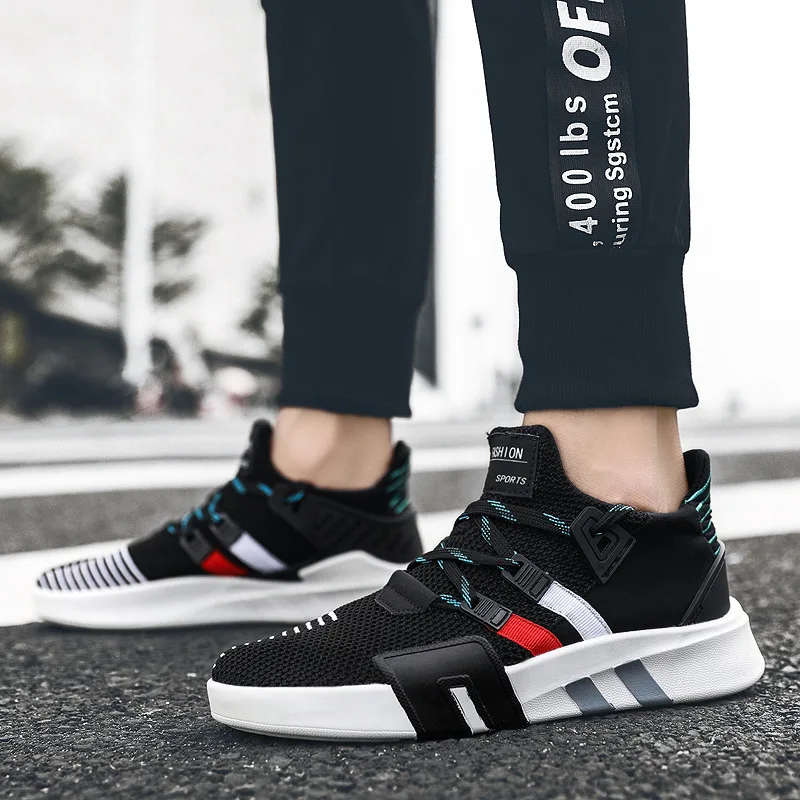 

Men Sneakers New Mesh Men Casual Shoes Lightweight Breathable Lace Up Men Shoes Stripe Fashion No-slip walking Gym shoes man
