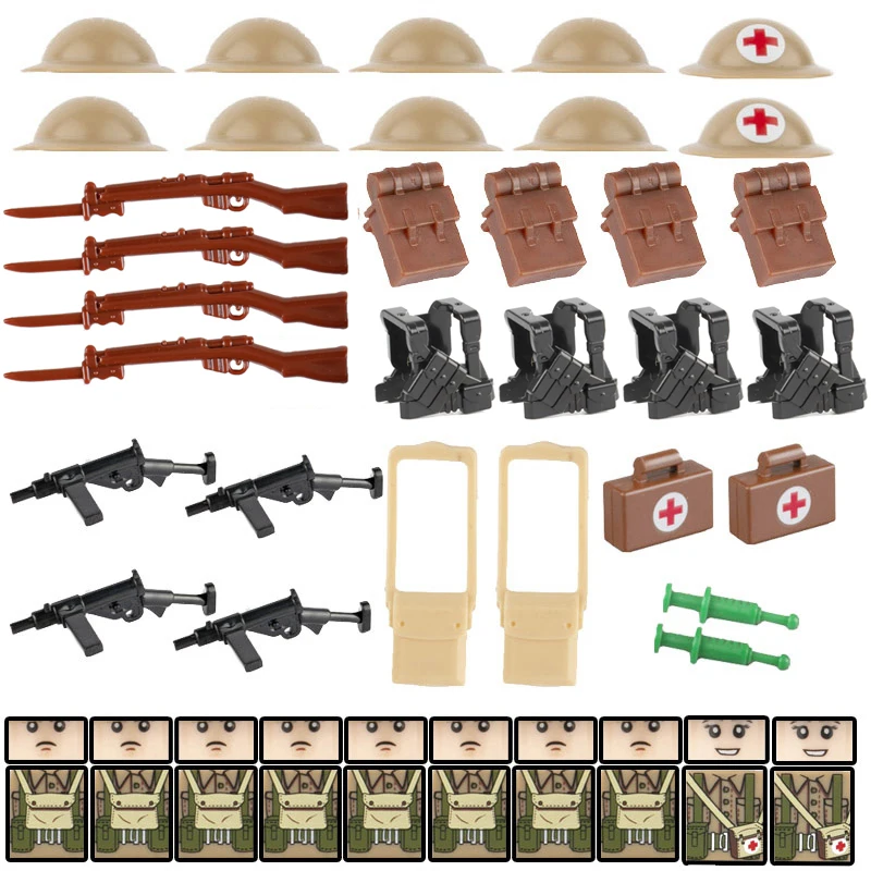 WW2 военный Британский Пособия по немецкому языку солдат фигурки с оружием