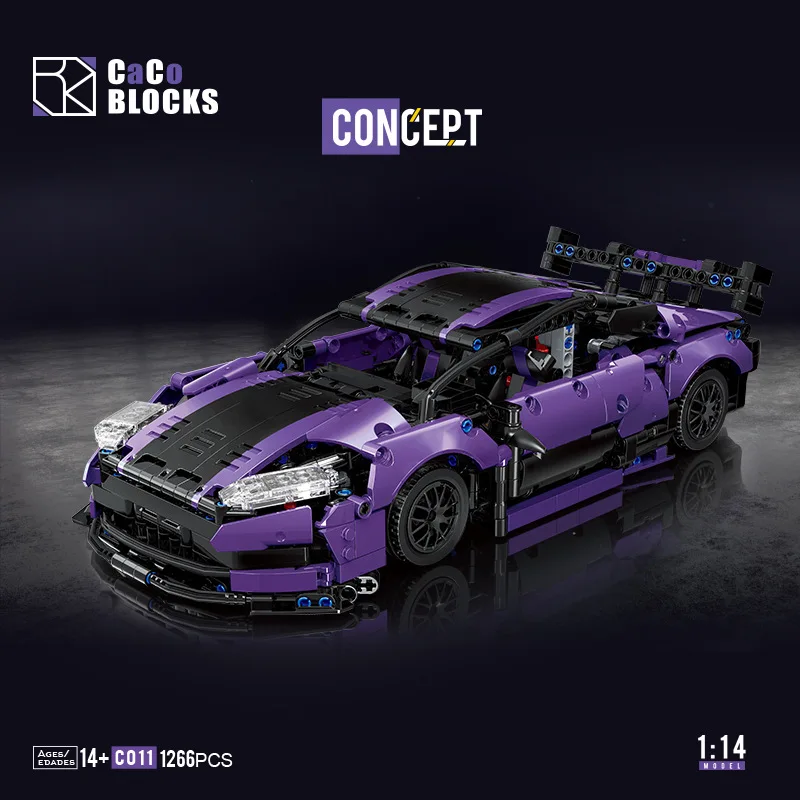 

CACO C011 Purple Supercar Model City Racing Series Small Particles Assembling Toy Blocks Kids Holiday Gifts 1266PCS