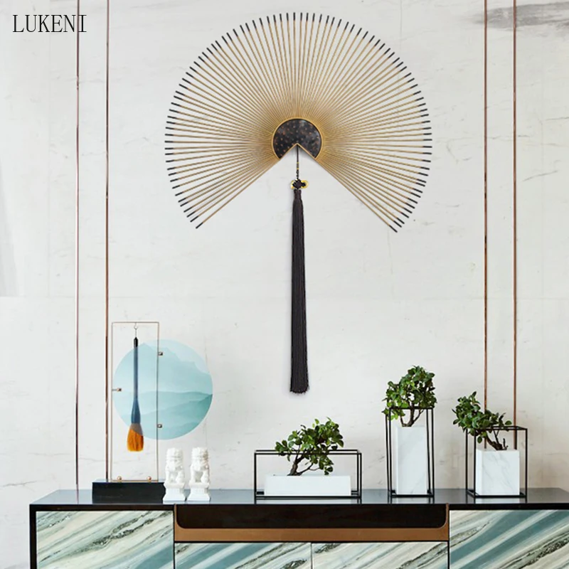 

NEW CHINESE WROUGHT IRON WALL DECORATION WALL HANGING DINING ROOM LIVING ROOM METAL FAN-SHAPED WALL DECORATION PORCH PENDANT