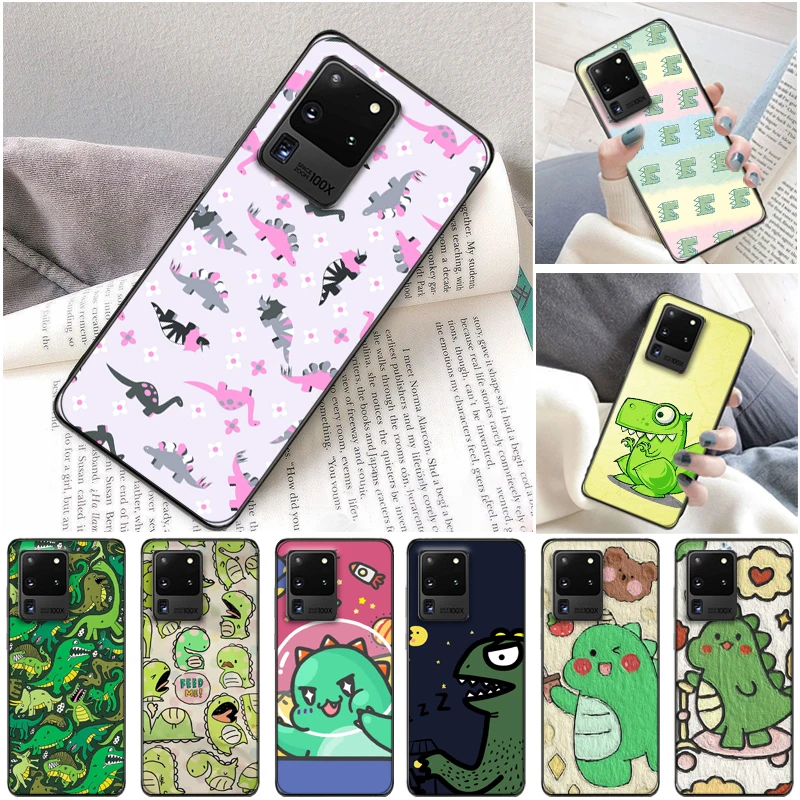 

Cute Flowers Funny Couples Dinosaur Color Painting Phone Case For Samsung Galaxy S20 Plus FE Lite Coque Back Cover Funda