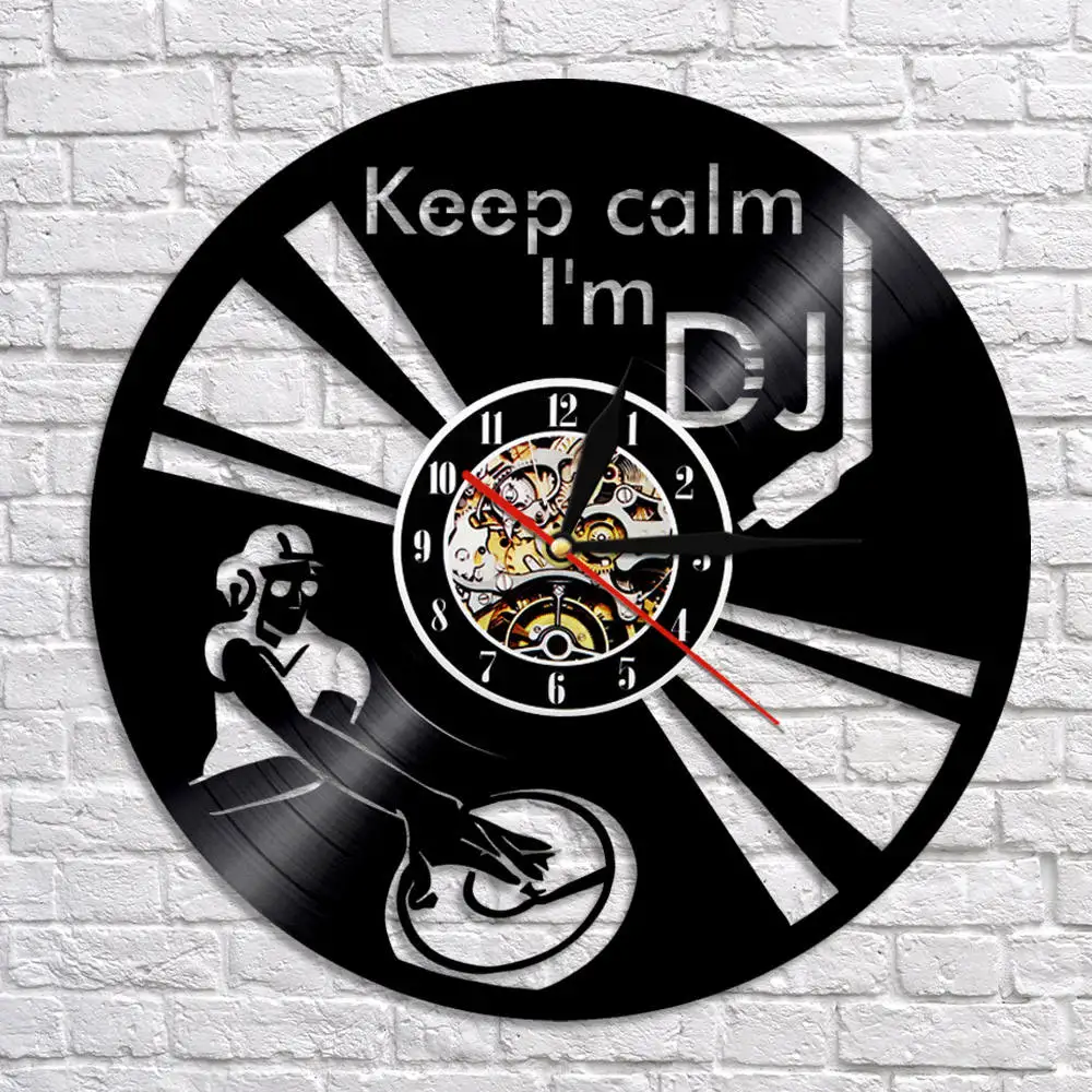 Прикольные настенные часы Keep Calm I'm DJ миксер для диджея проигрыватель виниловой