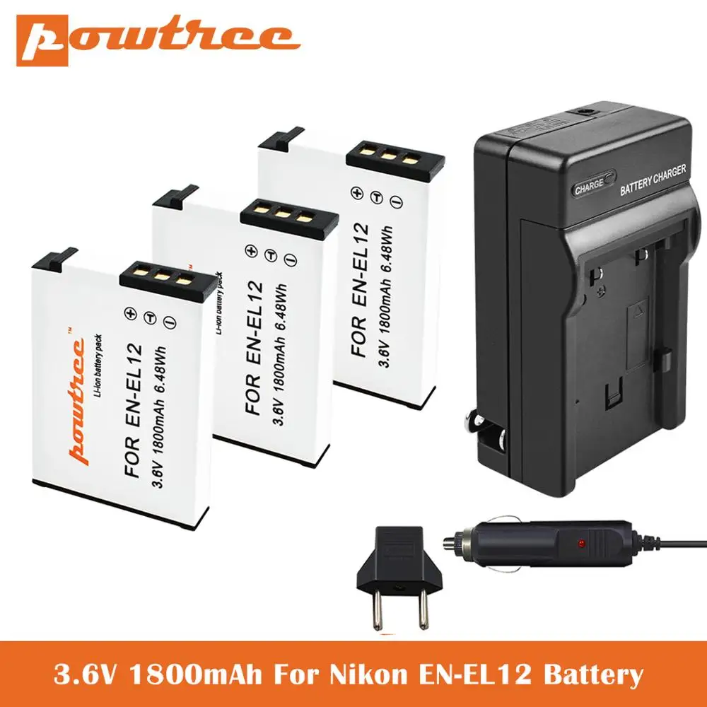 EN-EL12 ENEL12 сменный аккумулятор + зарядное устройство для Nikon Coolpix A1000 B600 W300 A900 AW100 AW110
