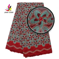 nigerian embroidery swiss voile lace swiss voil lace fabrics 5 yards african new red high quality dry embroidery for man