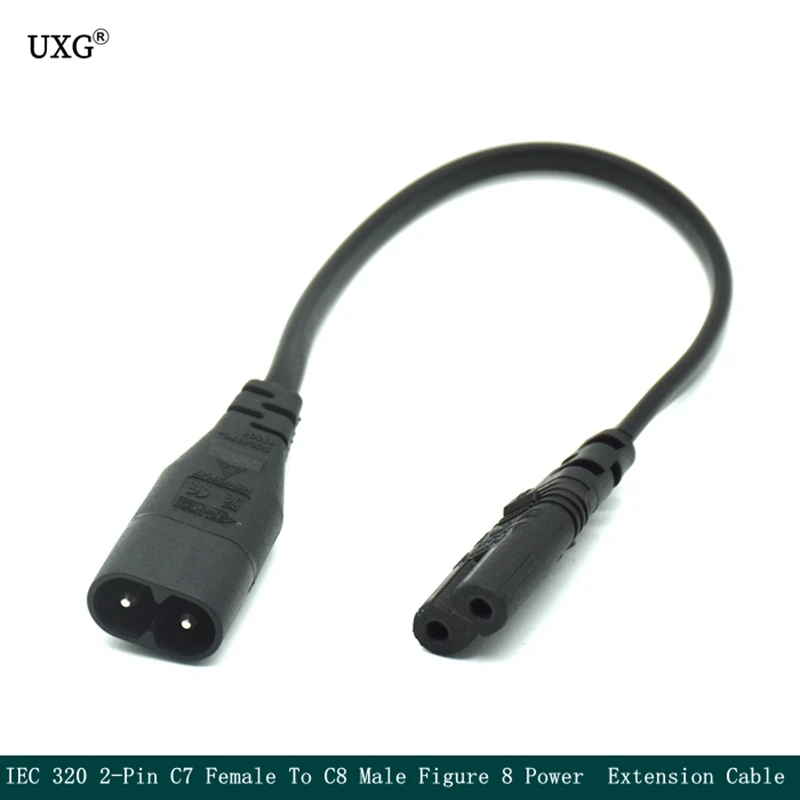 

IEC 320 2-Pin C7 Female To C8 Male Figure 8 Power Adapter Extension 30CM Cable 180cm 6FT 3M 5M
