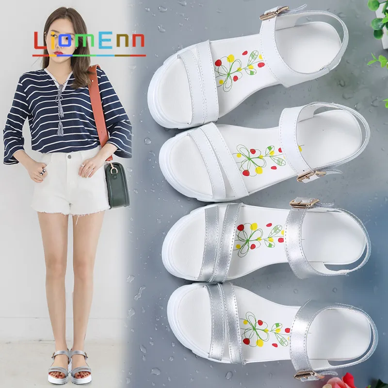 

Fashion Wedge Platform Sandals Women Shoes Ladies Silver White Sandals 2021 New Summer Chunky Shoes Woman Comfort zapatos mujer