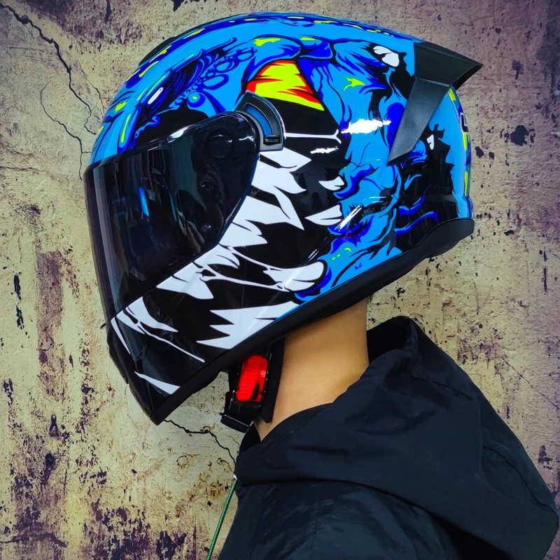 Полнолицевые гоночные шлемы зимний теплый двойной козырек мотоциклетный шлем