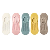 5 pairslot women breathable boat socks invisible silicone non slip deodorant short socks wholesale