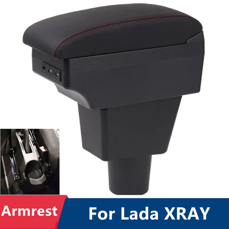 Для LADA XRAY центральный автомобильный подлокотник для хранения Box модификация USB LED