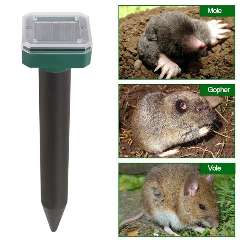 

4pcs Solar Powered Ultrasonic Sonic Mouse Mole Pest Outdoor Repellent Lamp LED Repeller Repeller Yard Yard Light Garden Rod