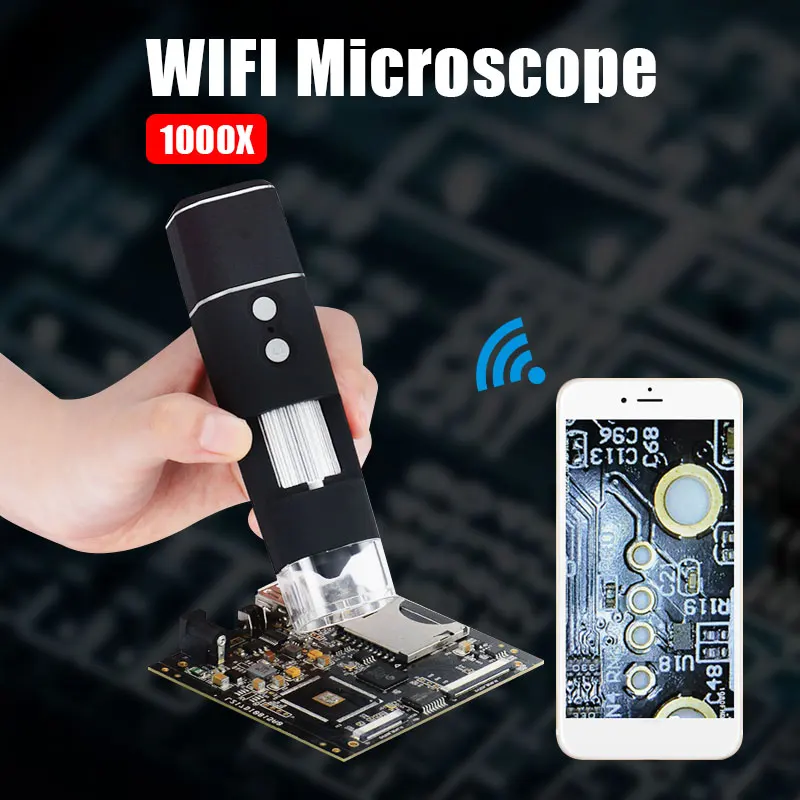 Цифровой микроскоп Wi-Fi компьютерный осмотр 8 светодиодных ламп wifi