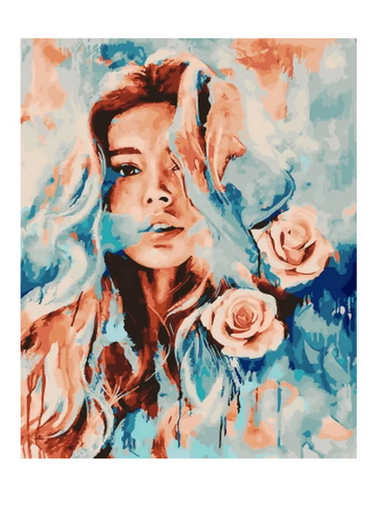 

Frameless diy painting by numbers wall decor painting on canvas for home decor 4050cm woman flower