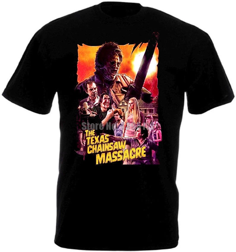 

The Texas Chain Saw Massacre Movie Poster Homme Tshirt Japanese Streetwear T Shirt Gym Tee Shirt Black And White T-Shirt For Men