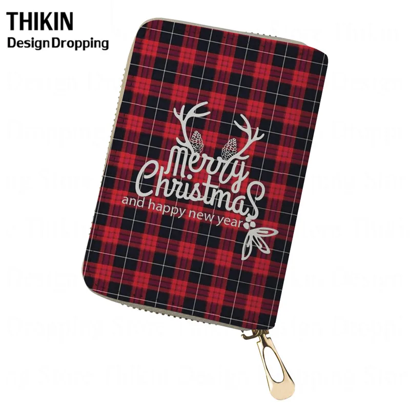 THIKIN Счастливое Рождество печать женский кошелек для монет банка карты паспорта