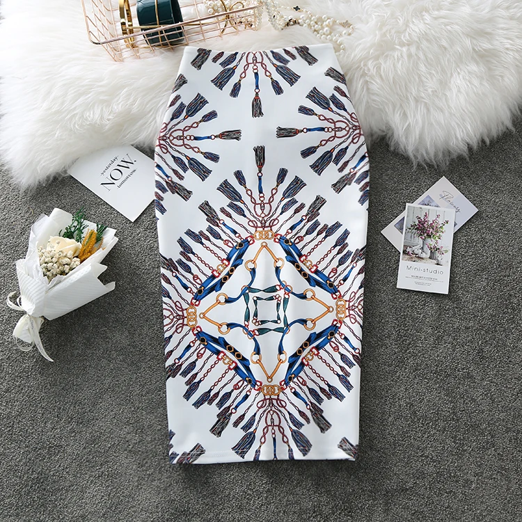 2021 женская летняя юбка карандаш Новый расположены печати джинсовые шорты с