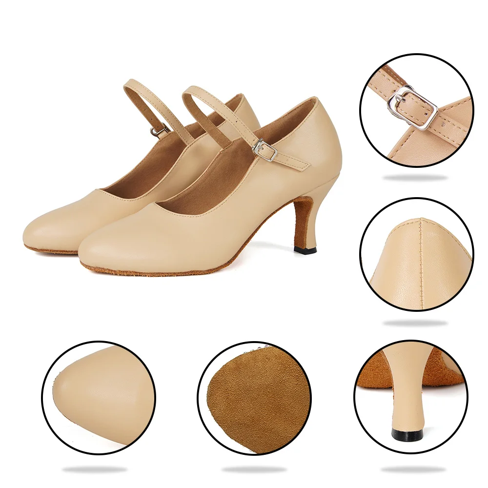 HROYL Women's Latin Dance Shoes Ballroom Dancing Shoes For Girls Simple Design Salsa Dancing Shoes 2 Colors High Quality PU