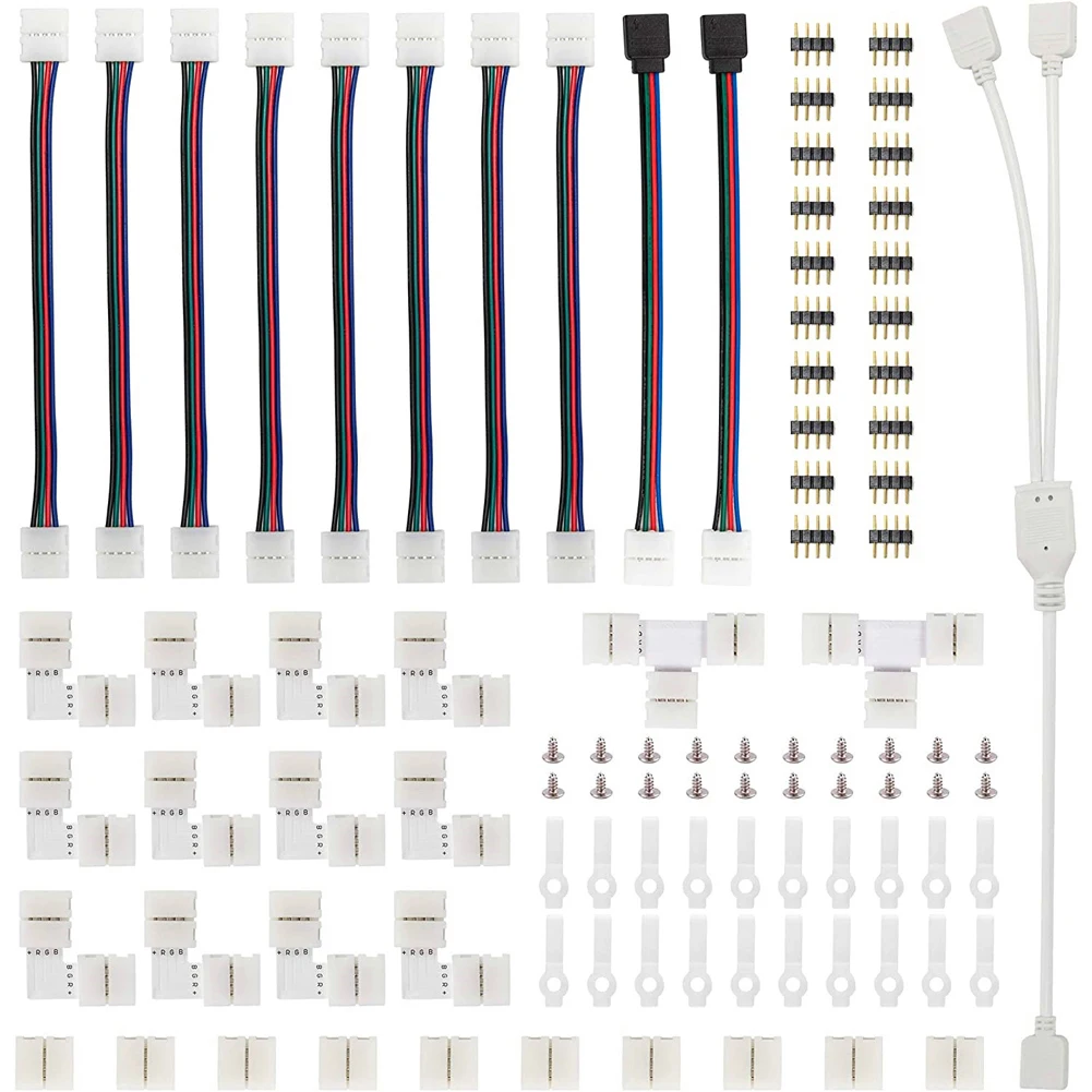 

95 шт. 5050 RGB светодиодный-полоса соединителей комплект с Т-образный ключ l-образной формы светодиодный-ленты аксессуар светильник провода Сое...