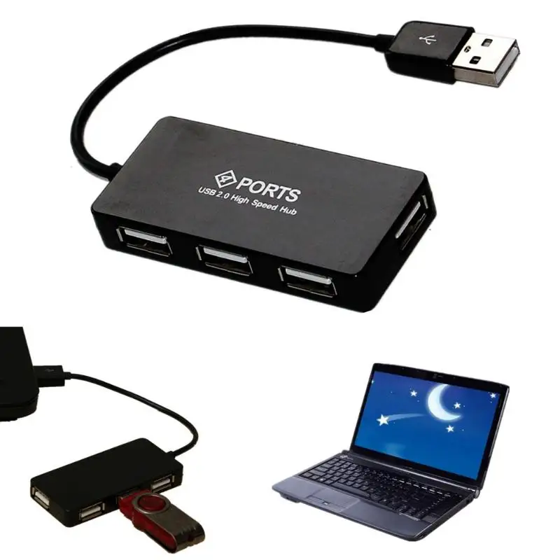 

ALLOYSEED 4 порта Высокоскоростной USB 2,0 концентратор Мульти USB разветвитель расширительный адаптер кабель для настольного ПК компьютера ноутбу...