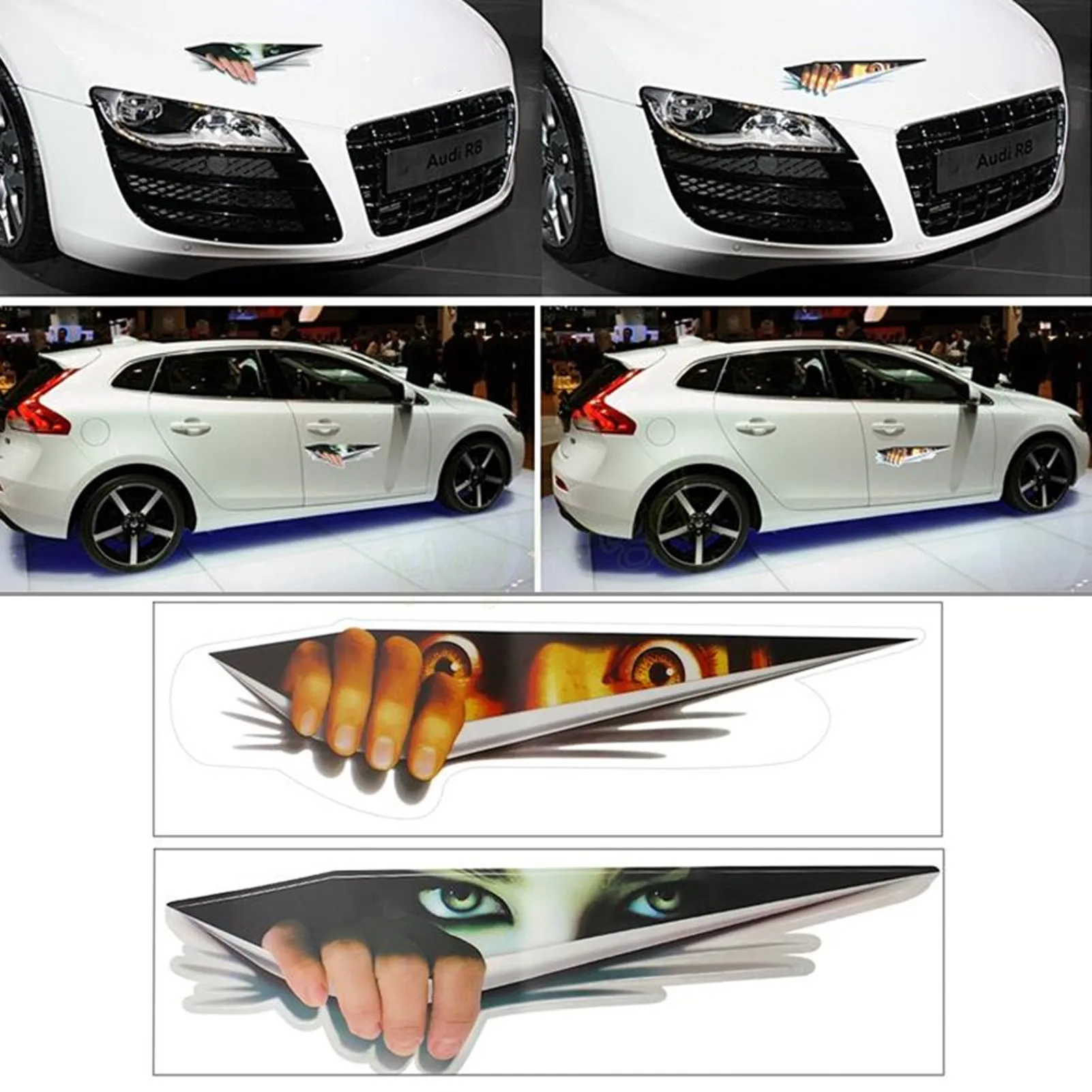 

3D Car Styling Funny Cat Eyes Peeking Car Sticker Waterproof Peeking Monster Auto Accessories Rear Mirror Decal for Car Window