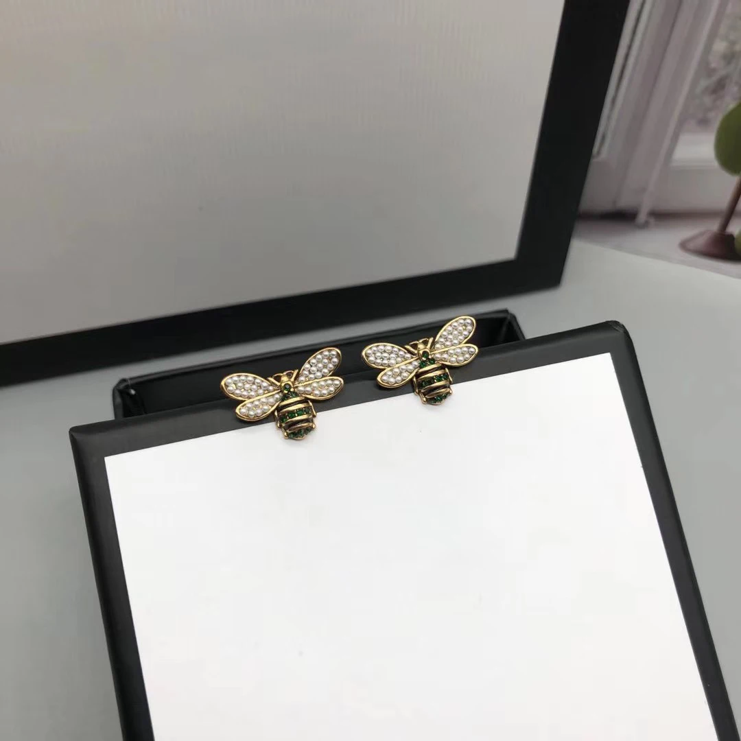 

Exquisite Women Fashion 925 Silver Green Bee Earrings Original High Quality Brand Jewelry Exquisite Logo Holiday Couple Gift