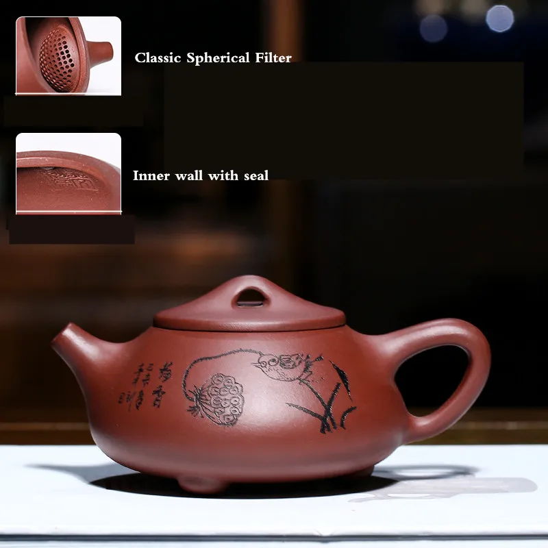 

Chinese Yixing Purple Clay Teapot Advanced Gift Tea Set Handmade Pot Ball Hole Filter Classic Raw Ore Zisha Household Teaware