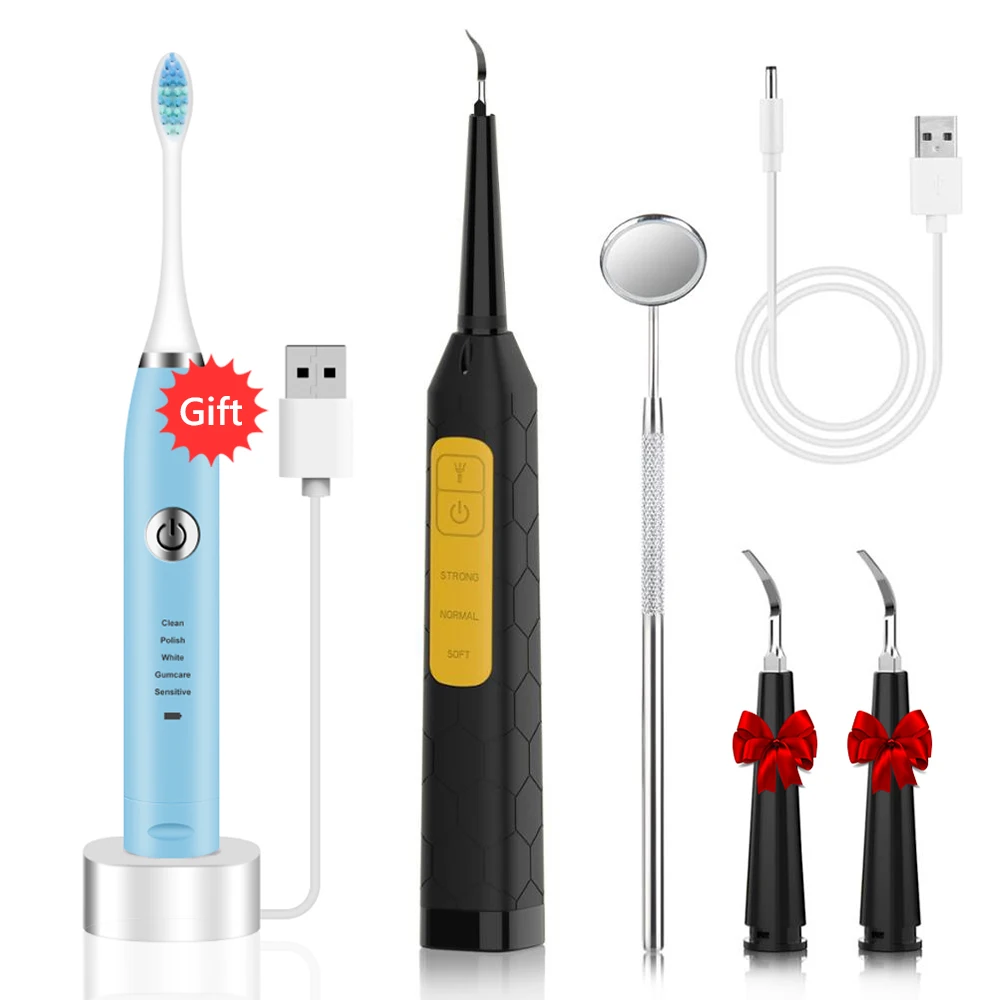 Protable Sonic Dental Scaler Tooth Calculus Remover Tooth Stains Tartar Tool electric toothbrush Dentist WhitenTeeth set