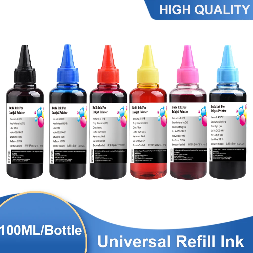 

6x100ML Universal Refill Ink kit for Epson Canon HP Brother Lexmark DELL Kodak Inkjet Printer CISS Cartridge Printer Ink