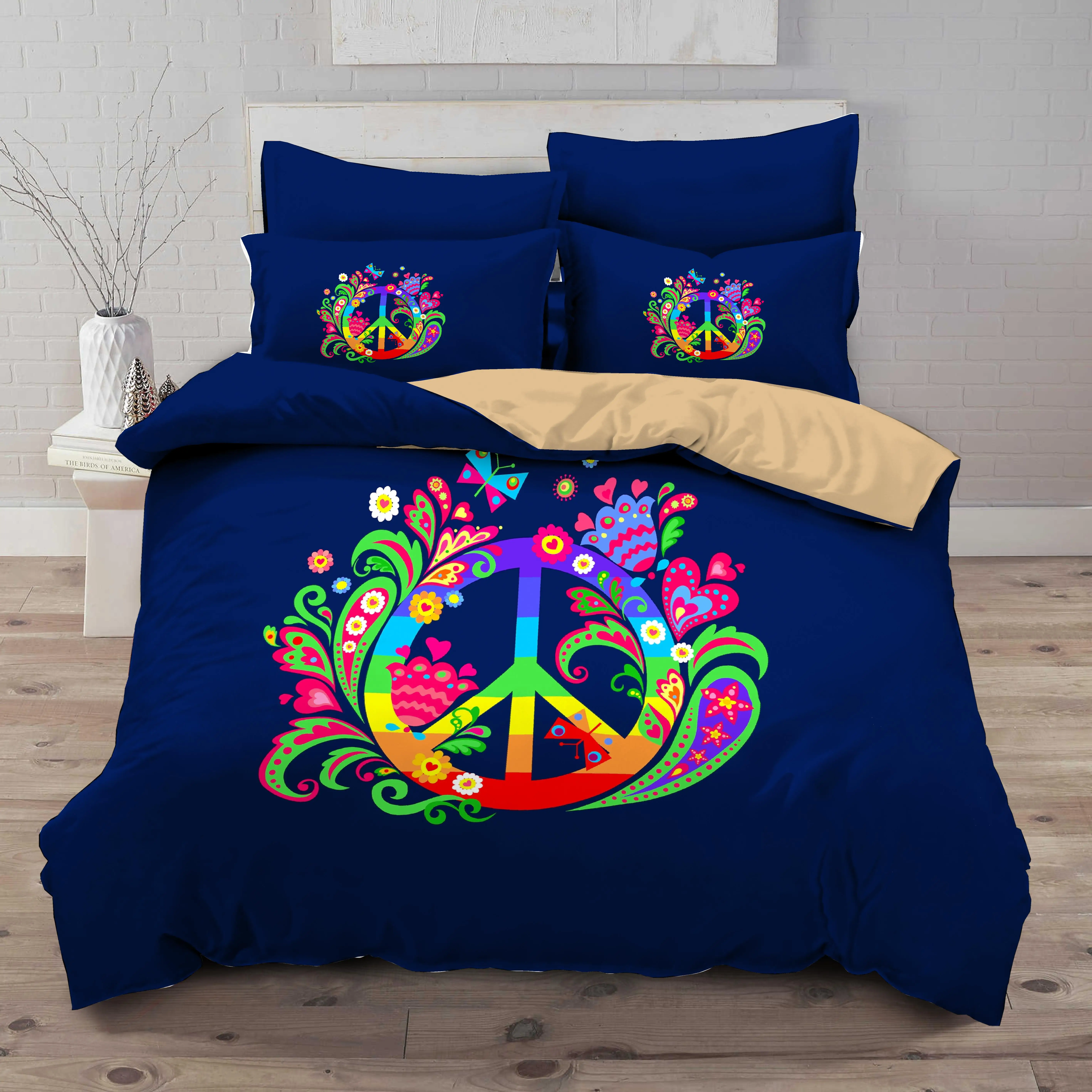 

Flowers Bedding Set 2/3pc Duvet Cover Set Pillowcase Butterfly 3D Printed Comforter Cover Set Queen King Size Home Textiles