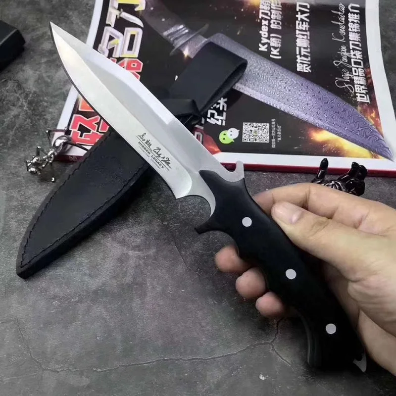 

Тактический нож 8Cr18M0V с деревянной ручкой, высокопрочный прямой нож для выживания на природе, самообороны, портативный коллекционный нож