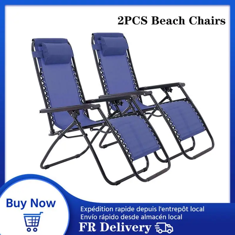 구매 2PCS Reclining 접이식 캠핑 의자 발판 휴대용 낮잠 의자 야외 캠핑 낚시 Foldable 비치 라운지 의자