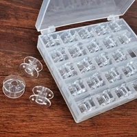 25pcs transparent sewing machine spool shaft empty spool plastic storage box used for household sewing accessories tools