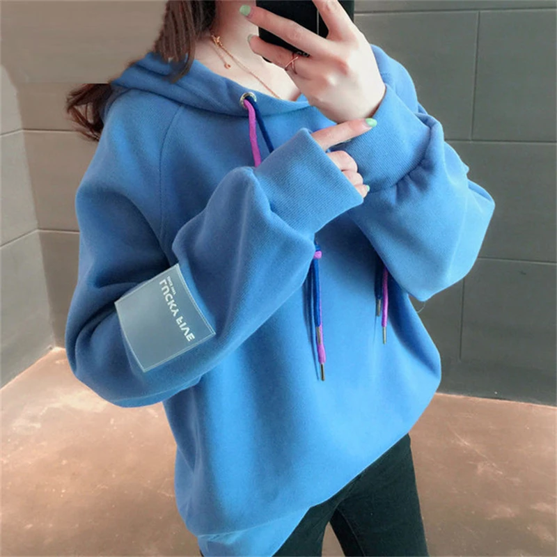 

Chic Women Sweatshirt Sweater for 2021 Loose Korean Trendy Thin Oversize Kpop Style Top Hoodie Winter Clothes
